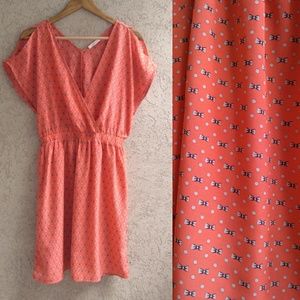 Cold Shoulder Bow Print Dress by Under Skies